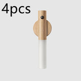 Magnetic wireless motion night light: FellruhTorch with wooden finish and white body, set of 4 pieces.